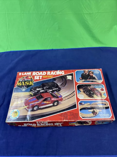 Vintage Kenner Mask 2 Lane Road Racing Set Slot Cars 1980’s Durham Industries