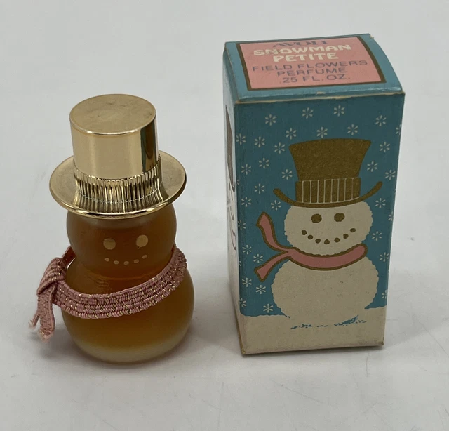 VINTAGE AVON - SNOWMAN PETITE -Field Of Flowers .25 FL. OZ. 1970sNew With Box VINTAGE AVON - SNOWMAN PETITE -Field Of Flowers .25 FL. OZ. 1970sNew With Box
