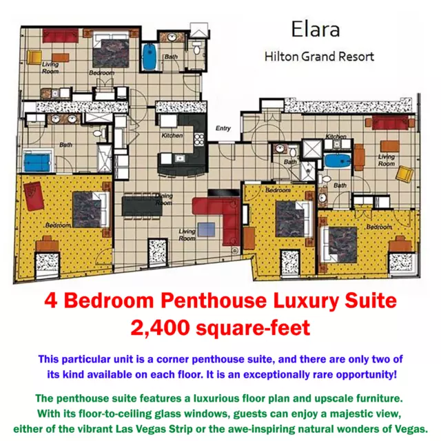 HILTON ELARA LAS Vegas 4BR PENTHOUSE 3 NIGHTS 2024 EDC CES hotel resort