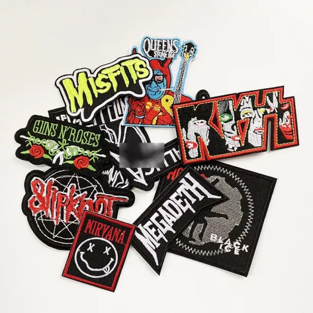 Rock Music Embroidered Patch Jacket Coat Clothing Iron On Applique Backpack  Punk