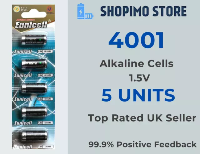 5 x 4001 Alkaline 1.5V Clock Alarm Fob Calculator Batteries LR1 Cells Eunicell