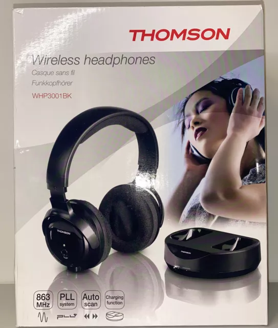 Thomson WHP3001BK kabelloser Funk-Kopfhörer Schwarz OVP