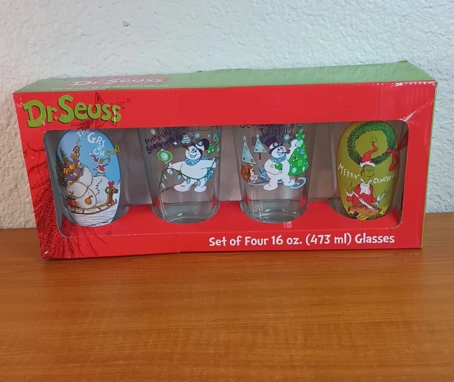 Dr Seuss How The Grinch Stole Christmas Set 4 Drinking Glasses 16 oz.