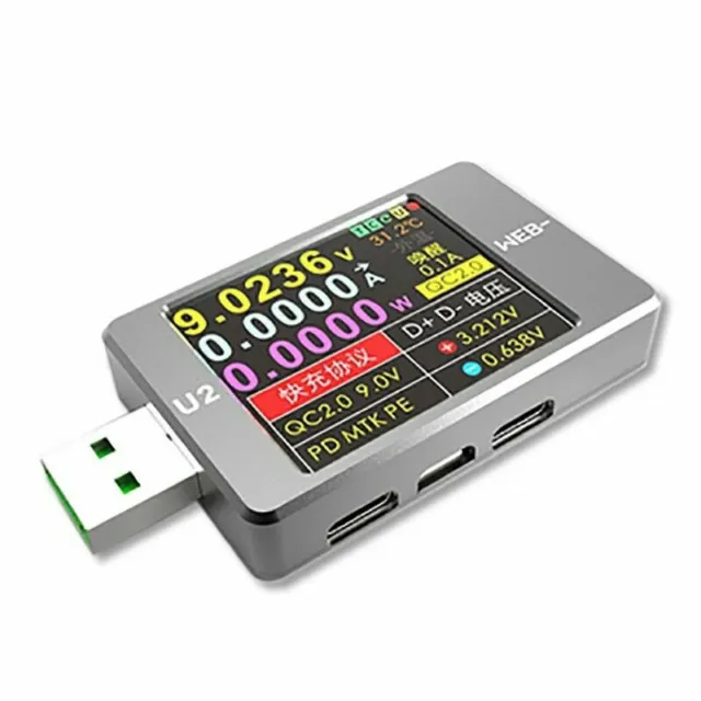 WEB-U2 USB Current Voltage Meter QC4+ PD3.0 2.0 PPS Fast Charge Protocol+Al Case