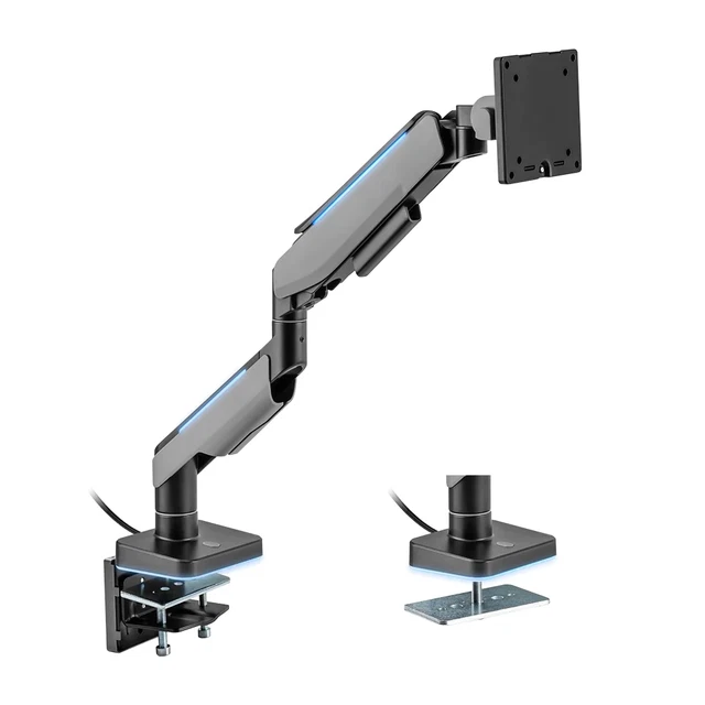 BRATECK Single Heavy-Duty RGB Gaming Monitor Arm Fit Most 17'-49' Monitor VESA 7