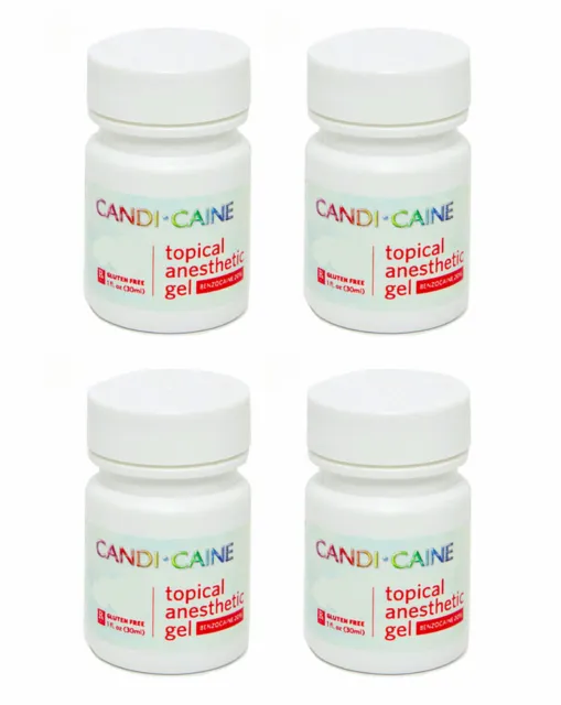 4 Jars Dental Topical Anesthetic Gel 20% Benzocaine 1oz Strawberry Candi-Caine