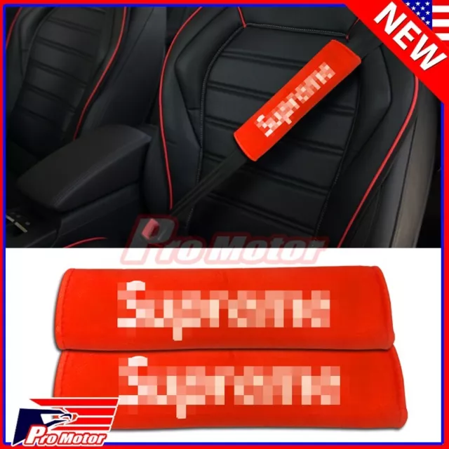 Red SupreM Box Universal Seat Belt Cover Shoulder Pad Cushion Safe Protector @