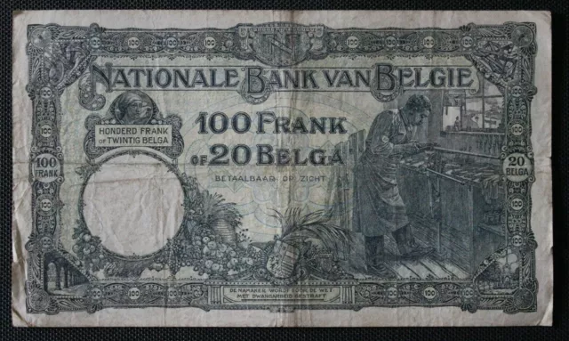 Belgique - Belgium - Billet de 100 Francs ou 20 Belgas du 7/9/1931 P-102 2