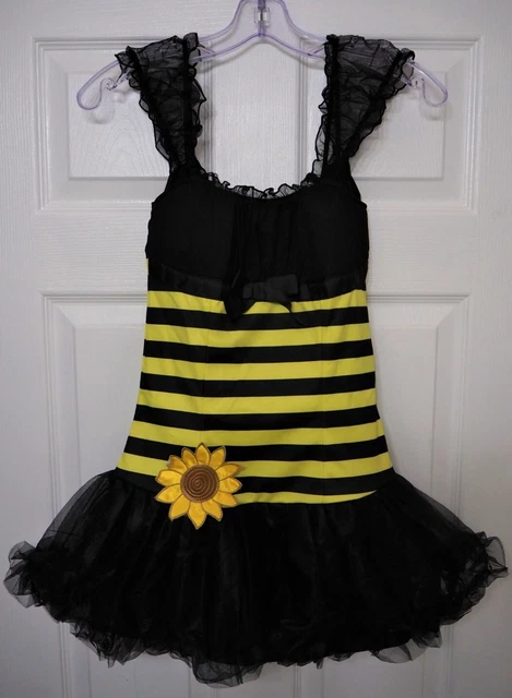 Leg Avenue JR M/L Bumblebee Costume Flower and Tutu Black/Yellow EUC