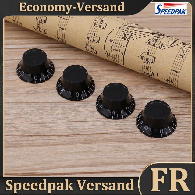 4pcs/set Black Acrylique guitare électrique basse Volume bouton potentiomètre Ca
