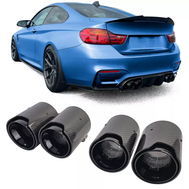 4x Carbon Auspuffl Blenden Endrohre passend für BMW M2 F87 M3 F80 M4 F82 F83