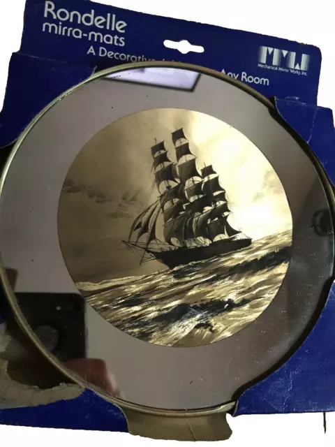 Brytone Mechanical Mirror Work Round  Ship  mirror made in NY Vintage Rare