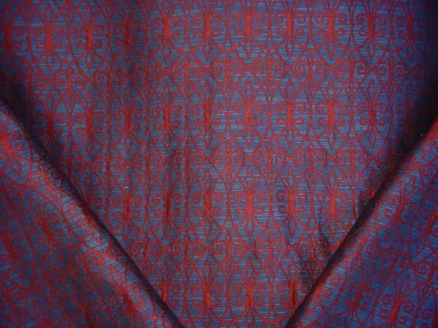 20-5/8Y Lee Jofa Burgundy / Navy Scroll Jacquard Drapery Upholstery Fabric