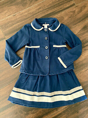 ❤️Janie & Jack Girl Sz 5 Outfit Set Skirt Sweater Cardigan Lot Navy Blue Classic