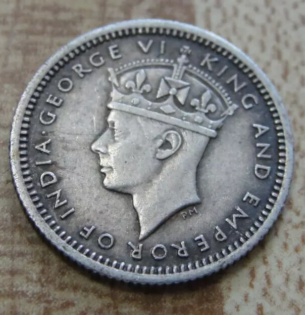 1939 Silver British Malaya 5 Cents World Coin George VI