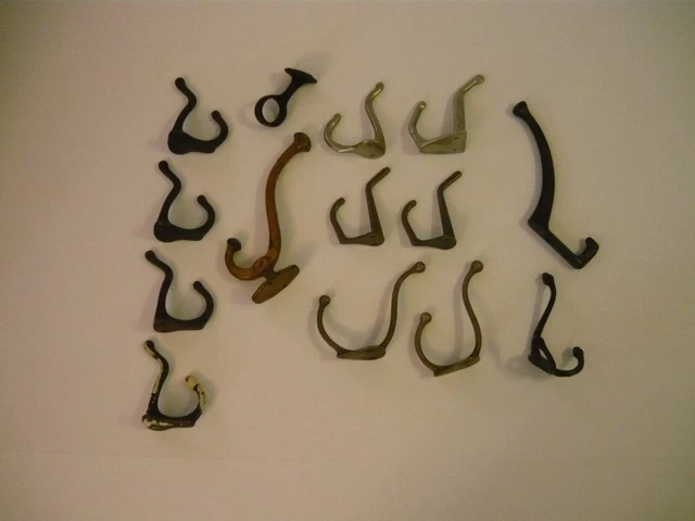 Mixed Lot Of Antique Coat hooks 14 total