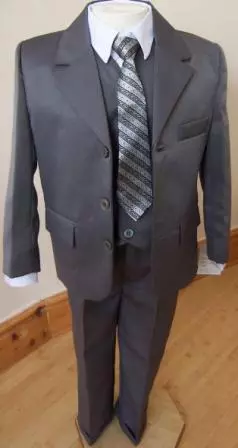 Brand New Boys Formal 5 Piece Suit Boy Prom Wedding Suit In Grey Ages 1 To 15