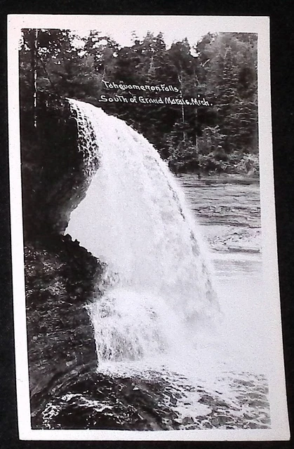 C.1940s RPPC Grand Marais MI Tahquamenon Falls Waterfall Michigan Postcard 528