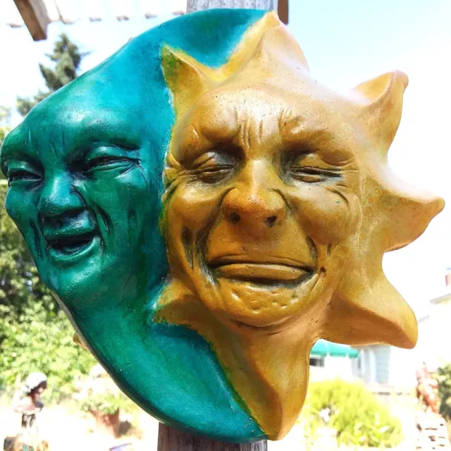 Collectible Sun & Moon Cute Wall Sculpture, Handmade in Portland, Signed Artwork