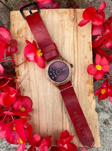 Montre Unisex AB Aeterno Journey Red - Cadran Bois Naturel, Bracelet NATO