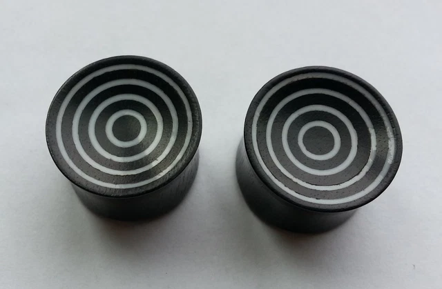 Pair ORGANIC Circles Target Crushed Bone Inlay Areng Wood Saddle Ear Plugs Gauge 2