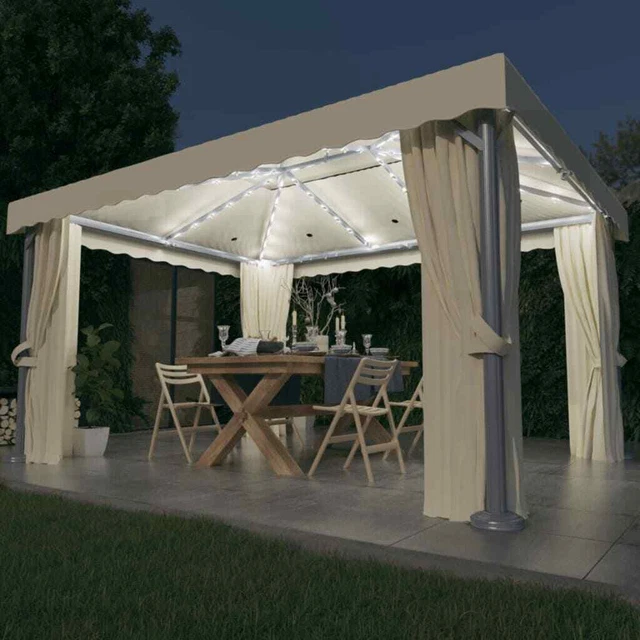 Pavillon mit Vorhängen LED Lichterketten Partyzelt Festzelt Gartenzelt vidaXL