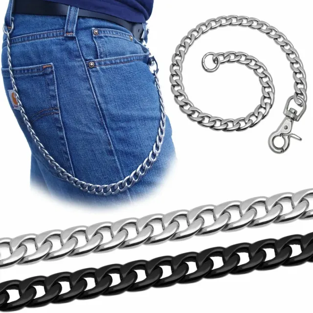 Llavero De Acero Inox. Cadena Pantalón Biker-Kette Monedero Cartera Plata