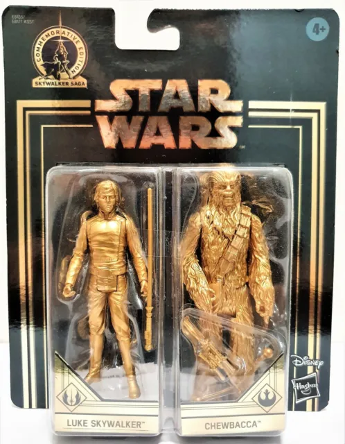 Star Wars Luke & Chewbacca Commemorative Skywalker Saga Gold 4" Action Figure