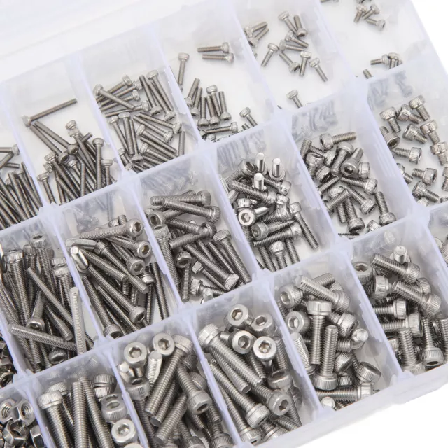 1080Pcs Hex Socket Cap Screw StainlessSteel Button Head Bolt Nut With Hex Wrench