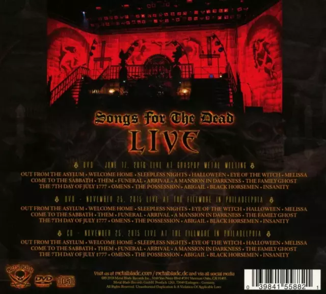 King Diamond - Songs For The Dead Live (2 Dvd+1 Cd)  3 Cd New! 2