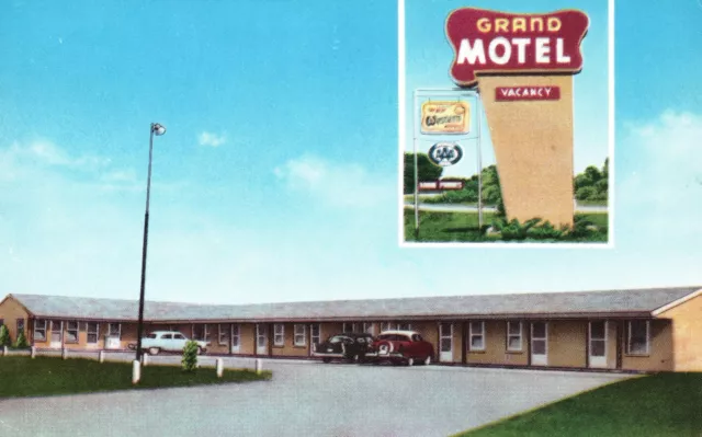 Vintage Postcard Grand Motel Vacancy Best Western & AAA Hastings Nebraska NE