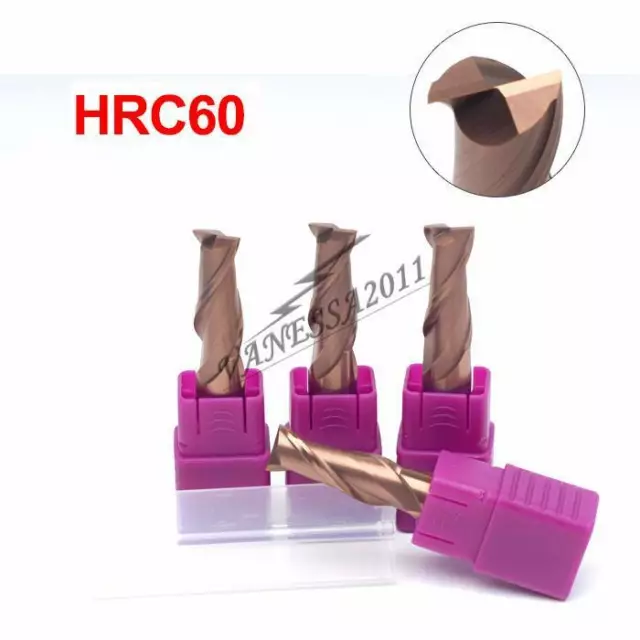 HRC60 Revêtu Solide Carbure Micro Fin Moulin 2-Flute Carré Tungstène Acier