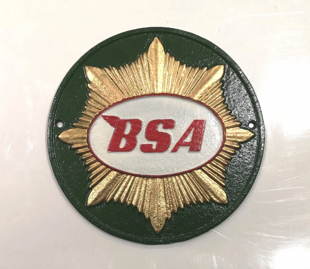 BSA Gold Star Green Cast Iron Garage Man Cave Advertising Wall Plaque Sign 25cm