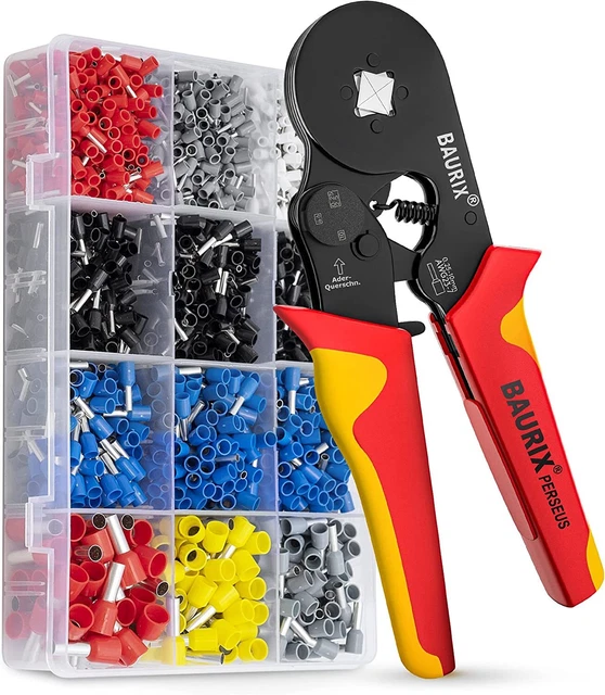 Set Pinze A Crimpare Autoportanti 1250 Pezzi 0,25–10 Mm² | Crimpatrice Per Manicotti Terminali E Cavi Elettrici | Kit Professionale Fai-da-te Per Auto E Casa