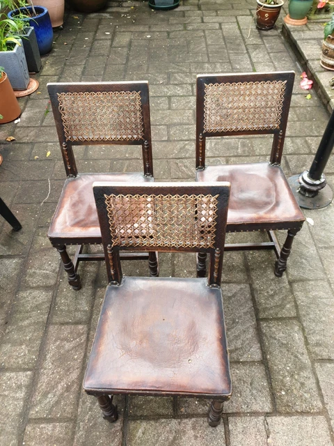 Edwards /Victorian/Dining Chairs With Leather Seat/Cane Back **See All Photos**