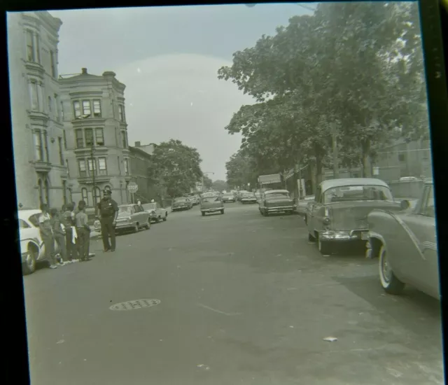 Orig 1963 Black African-American NYPD Officer Crown Hts Brooklyn Photo Negative