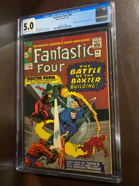 Fantastic Four #40 (1965) CGC 5.0 / Classic Doctor Doom & Daredevil battle cover