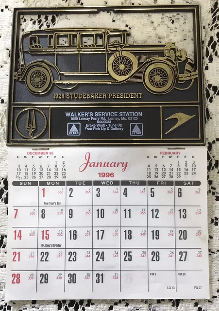 Walkers Service Station 1996 Advertising Calendar Gas Citco Lemay Ferry Rd., MO
