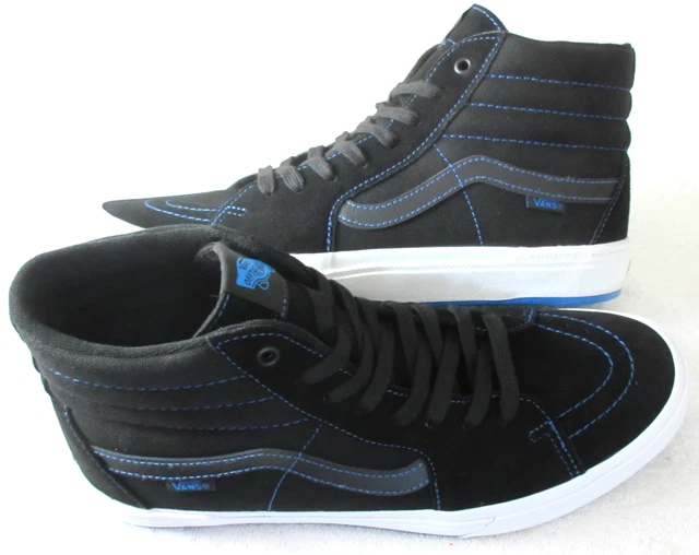 VANS MEN'S BMX Sk8-Hi Electric Blue Black Canvas Suede shoes Size