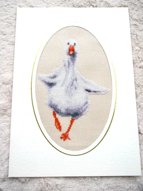 Duck -Hand Stitched Ex  Large Cross Stitch Card - SALE