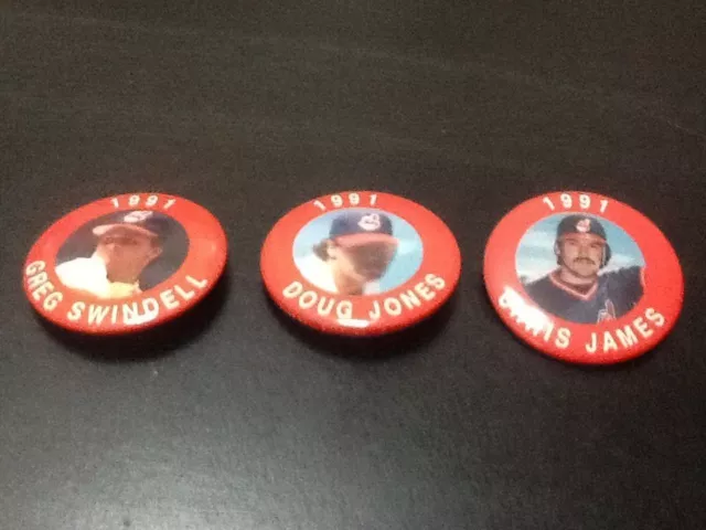 RARE Cleveland Indians 1991 JKA Star Buttons Baseball Hat Pin Doug Jones James