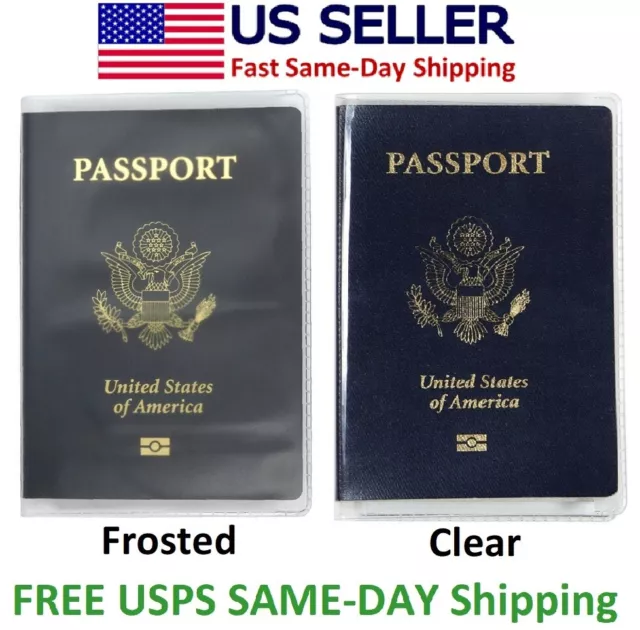 Clear/Frosted Plastic Passport Protector Cover Vinyl ID Card Protector Case_FAST