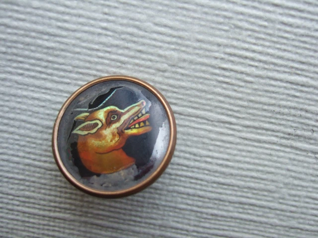 Bouton Ancien En Verre Orange - Mercerie Vintage, Occasion