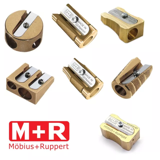 Mobius Ruppert Solid Brass Pencil Sharpener Single Double Hole Heavy Duty Metal