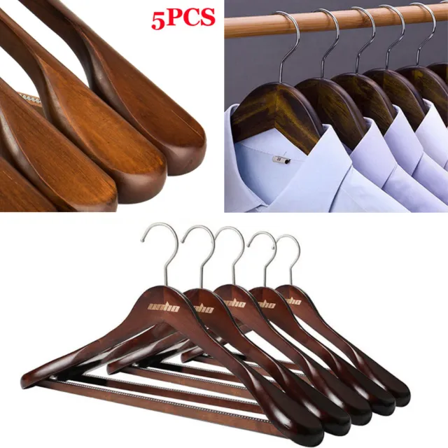 Heavy duty Wooden Wood Clothes Hangers Walnut Coat Suit Dress Pants Shirt Hanger