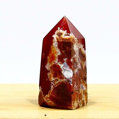 91g Natural Red Agate Geode Crystal Obelisk Quartz Tower Wand Point Healing