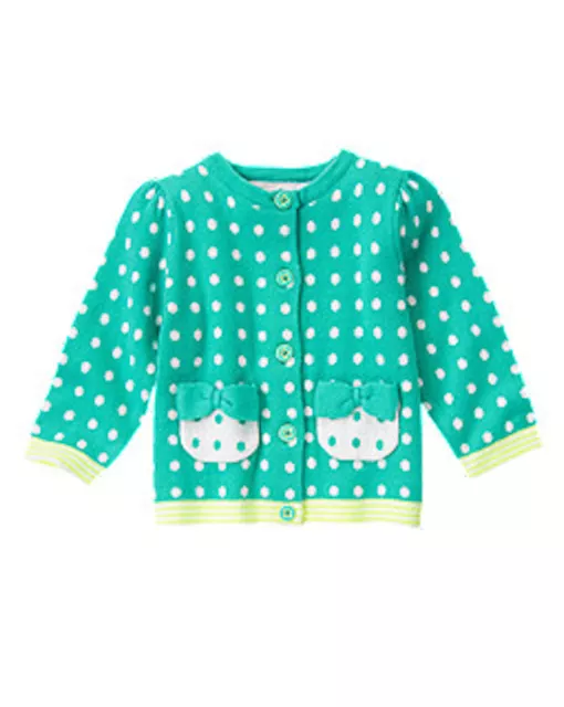 Gymboree TINY TEAL dots and bows cardigan sweater size 18-24 months NWT