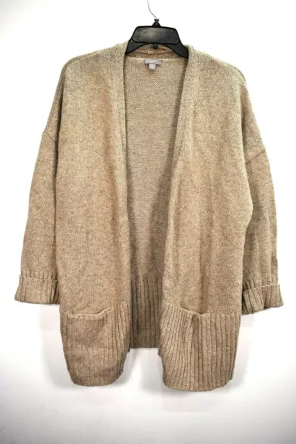 J Jill Womens Light Brown Long Sleeve Open Front Marled Knit Cardigan Sweater M