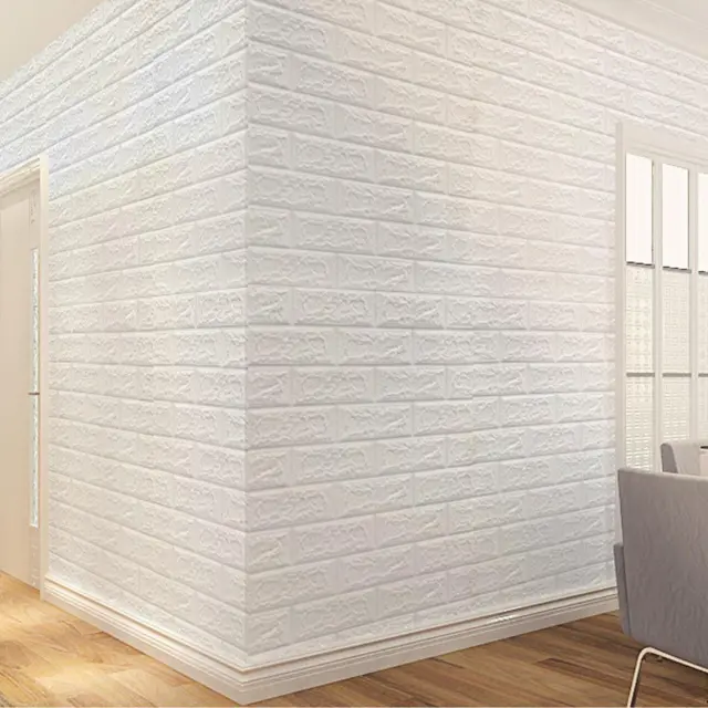 120Pcs Self Adhesive 3D Tile Foam Stick Wall Paper Brick Wall Sticky Wallpaper 2