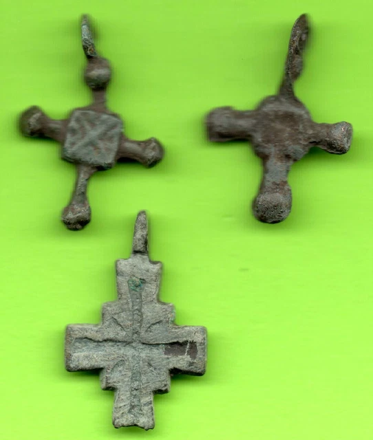 Lote De 3 Antiguo Bronce Colgante Peroné Baltiv Escandinavo Rusia Raro 62